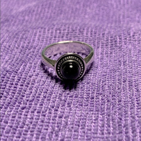 Rare Retired James Avery Raised Onyx Circle Beaded Ring Size 1/2